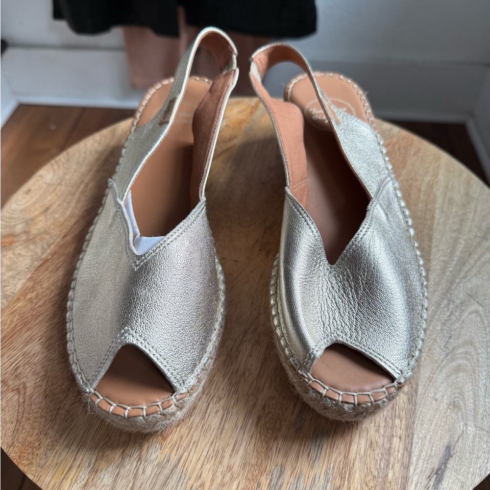 Toni Pons Bernie-P Platinum Peep Toe Espadrilles NWOB sz: 9 - Picture 5 of 16